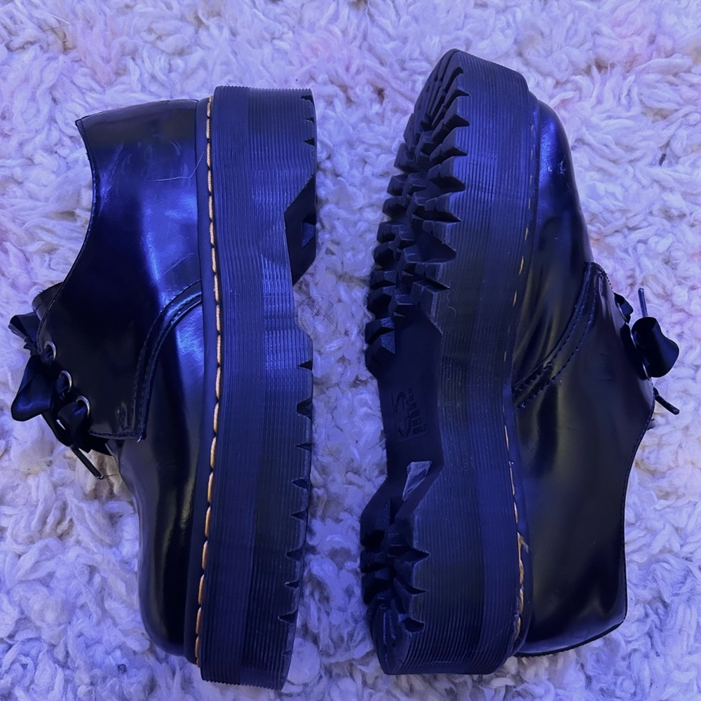 Black Dr. Martens 1461 Quad platform shoes w/ ribbon laces